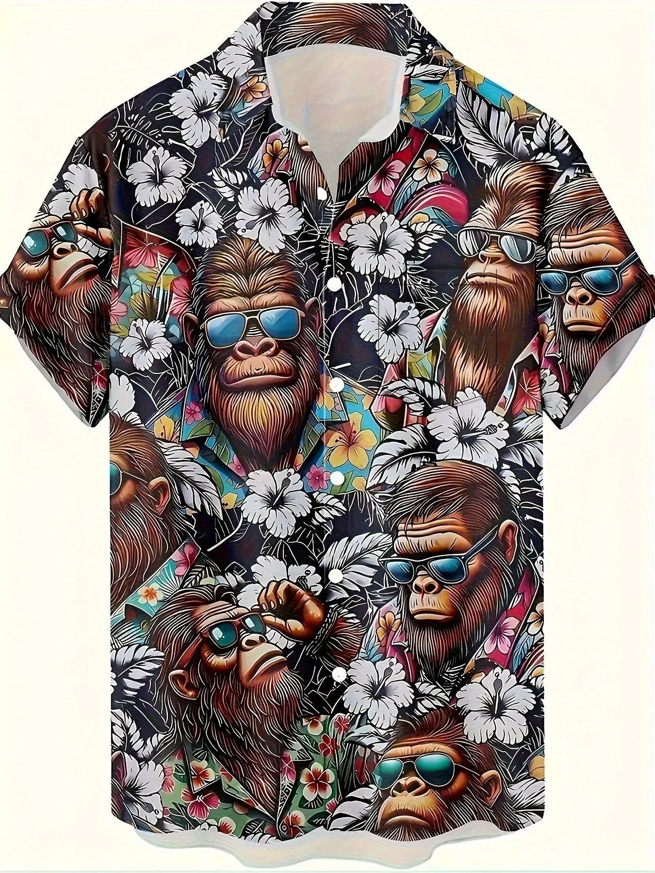 Men's floral pattern short sleeve shirt with loose cardigan fit for summer casual wear