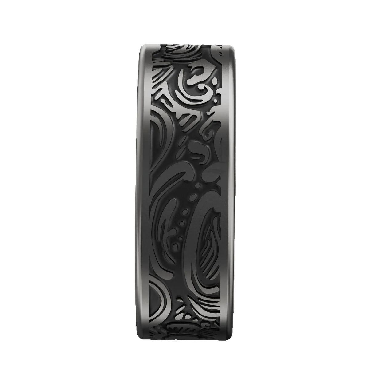 Retro black smart ring with stainless steel finish for heart rate and blood pressure monitoring
