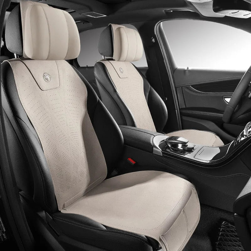 Tailored leather car seat cover with gradient hole design in Hermes orange colour