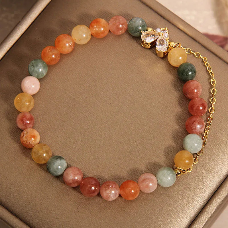 Women's Fu Lu Shou crystal bracelet with a cartoon-style V-shaped zircon charm.