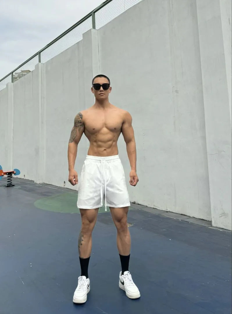 Men's ice silk quick-drying double-layer casual shorts in multiple colours