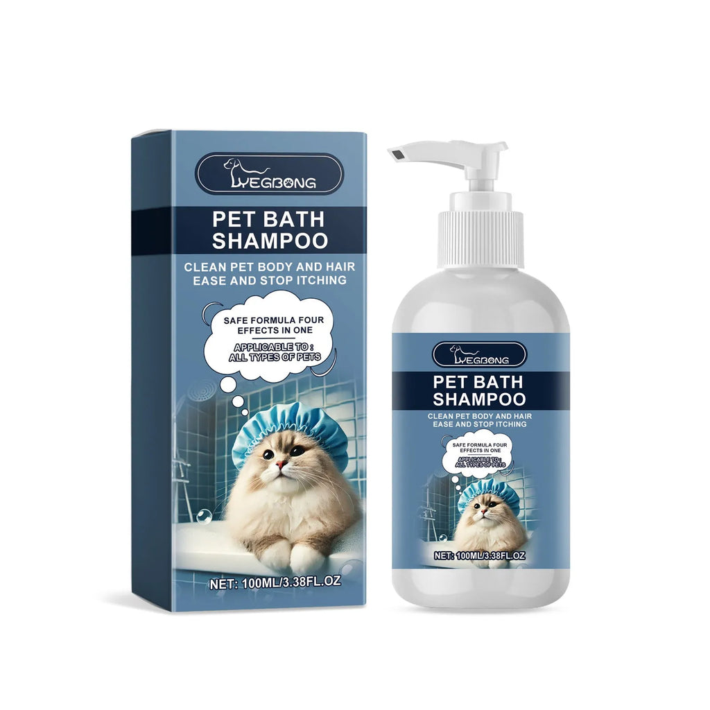100ml cat and dog mild shampoo with milk and coconut oil in a white bottle