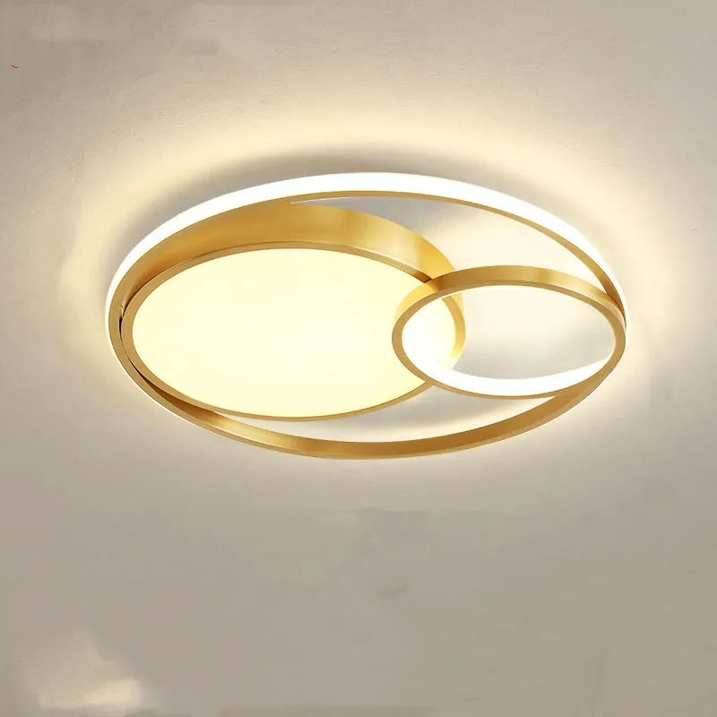 Round modern minimalist wrought iron LED ceiling lamp with remote control in white 50cm size for living room