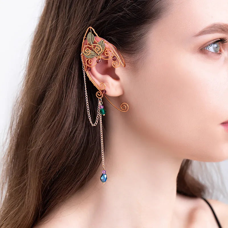 Long tassel non-piercing ear clip earrings for women in alloy with original design, single piece