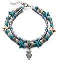Green blue starfish anklet leg chain with zinc alloy construction on a beach setting