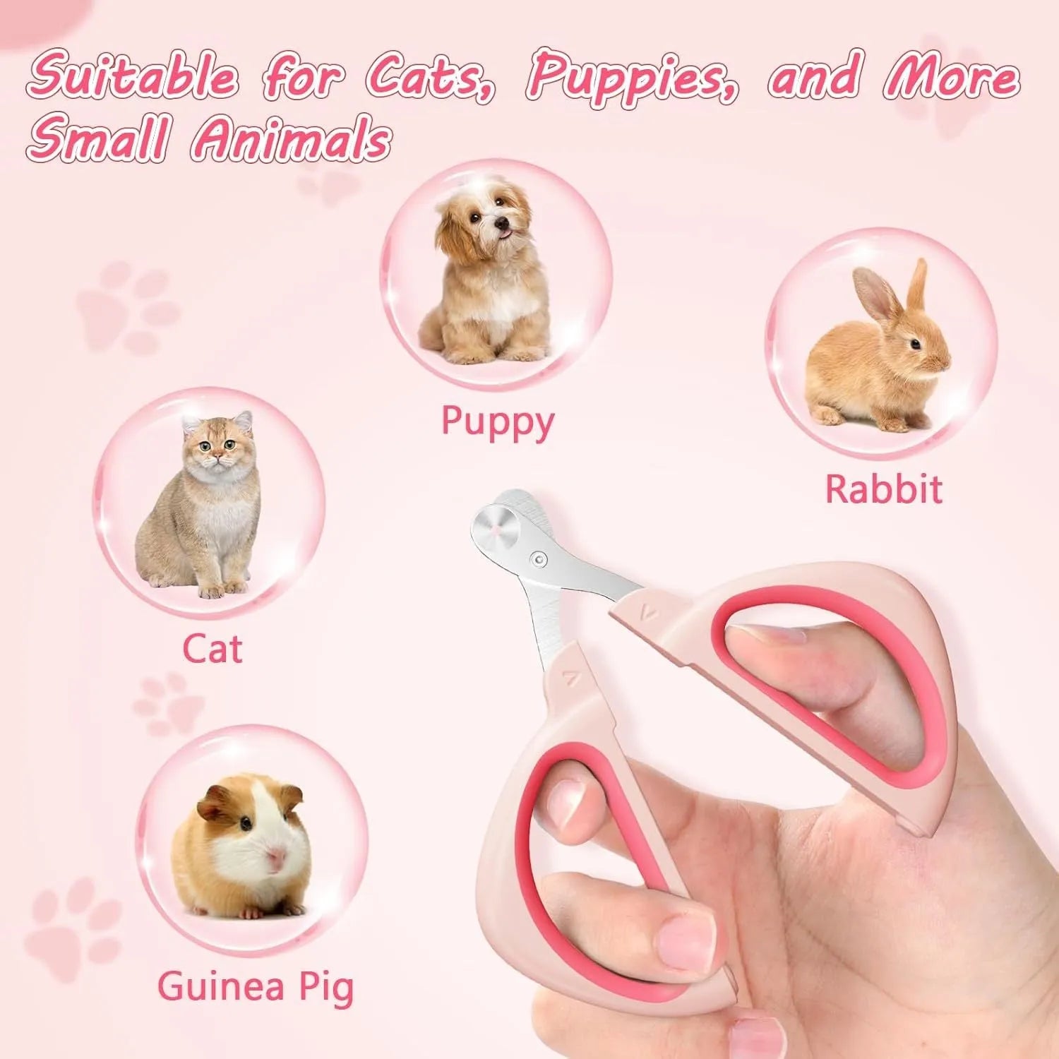 Pet nail clipper with round positioning hole and non-slip handle in blue colour