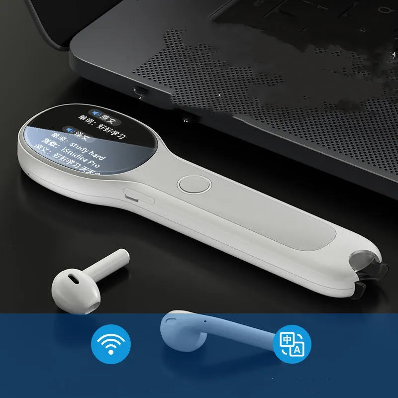 White reading pen translation device with USB cable for English Chinese language learning