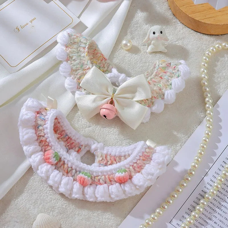 Handmade wool woven collar for British Shorthair kittens with embroidery decoration