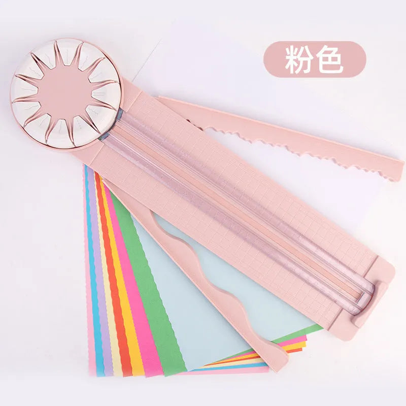 Plastic paper cutting machine with 12 pattern functions in pink colour option
