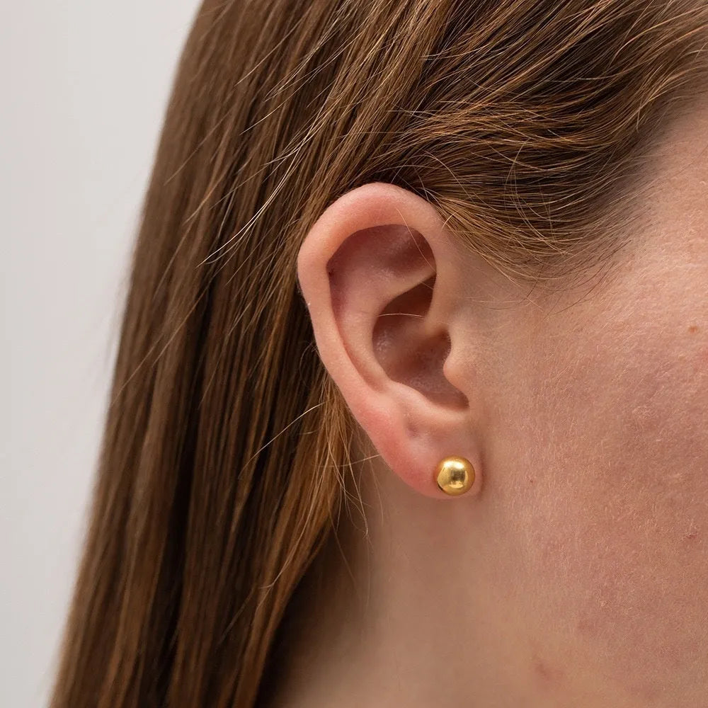 Stainless steel ball stud earrings in minimalist geometric design