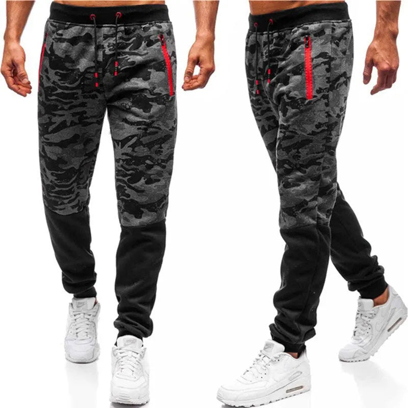 Men's camouflage lace-up trousers in loose fit, mid waist, chiffon fabric, Army Green colour option