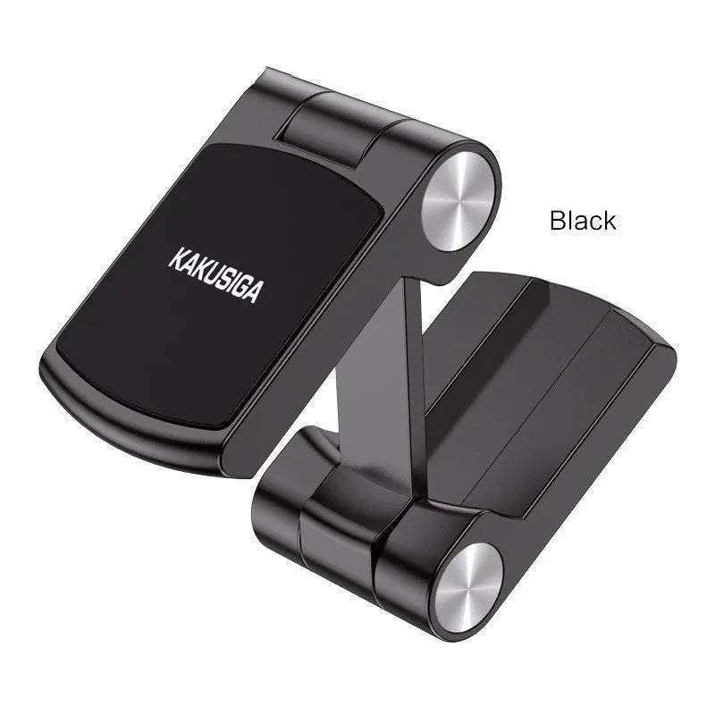 Collapsible magnetic car phone holder in silver, made of ABS leather metal, expanded position
