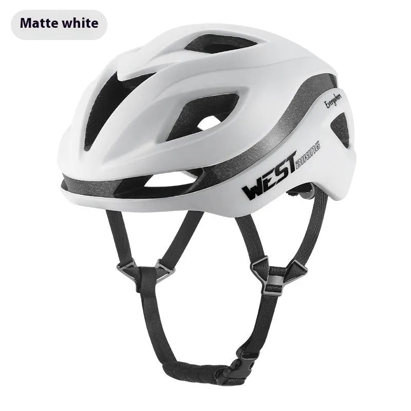 Adult road bike helmet with integrated rear LED light in adjustable 58-61cm sizing