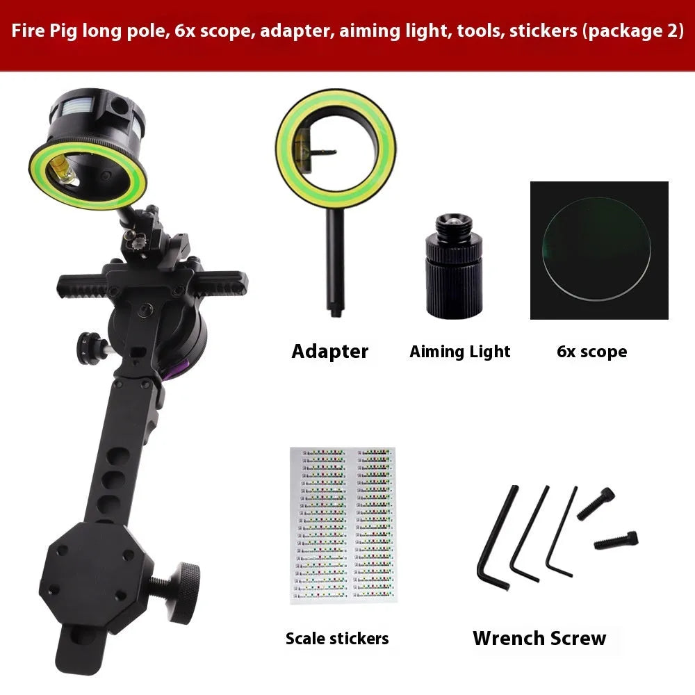 Composite laser aiming instrument archery sight with single needle and long brush holder on aluminium body