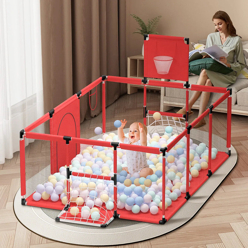 Oxford cloth children's playpen tent with stainless steel frame in large blue colour