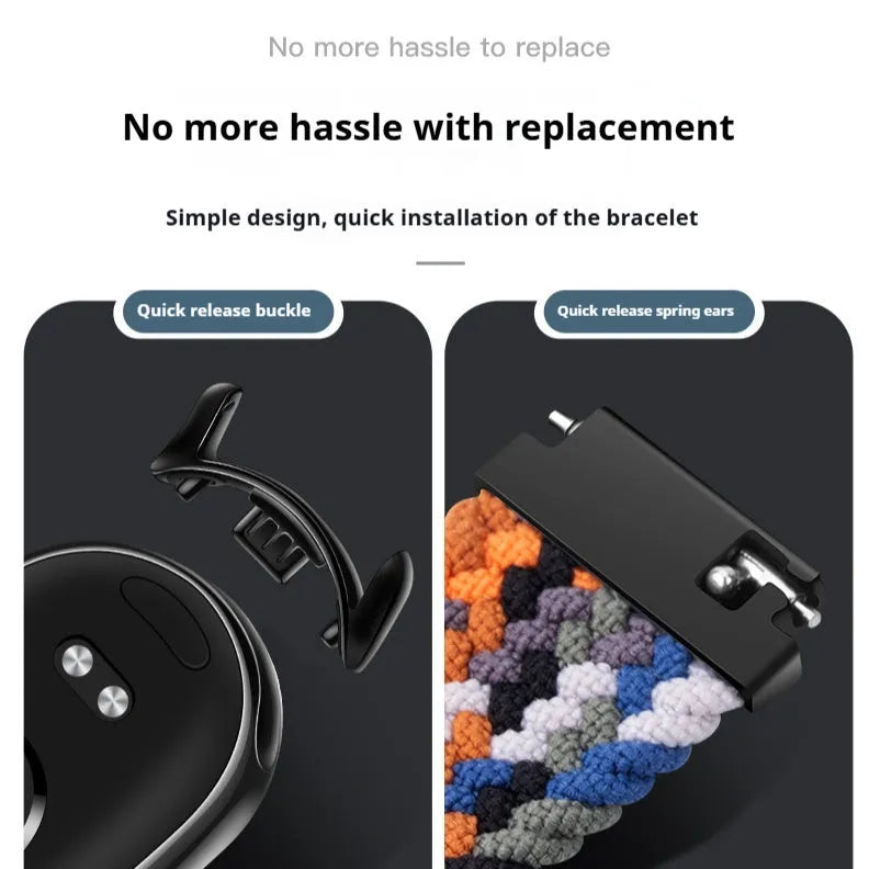 Nylon loop replacement wristband for Mi Band 8 with silver connector in cold sea blue colour