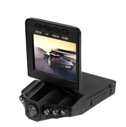 H198 black car dash camera with 2.4-inch screen mounted on a windscreen, showing aircraft nose design.