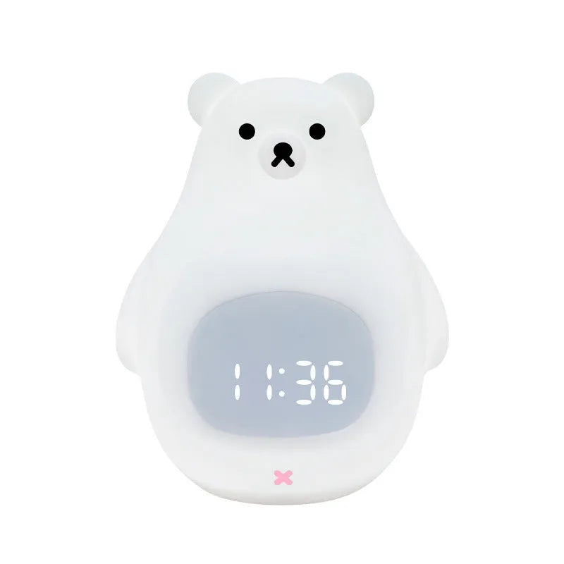 Big White Bear shaped silicone night light with colourful cross-mirror explosion light effect.