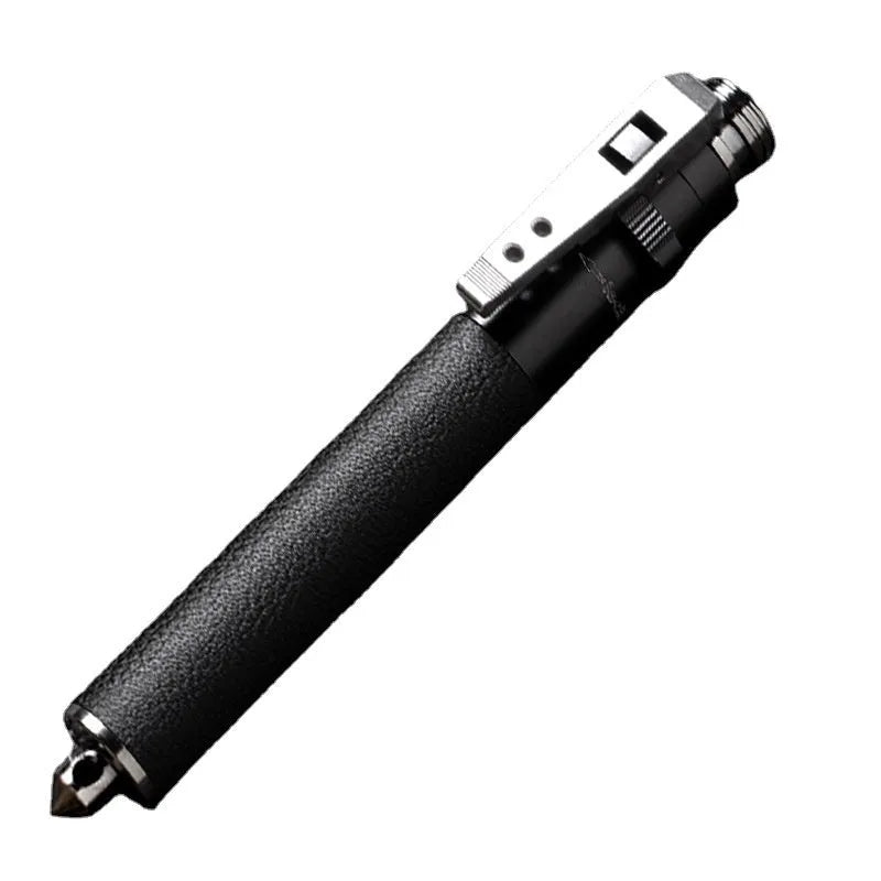 Titanium black aluminium alloy automatic spring expandable baton on dark background