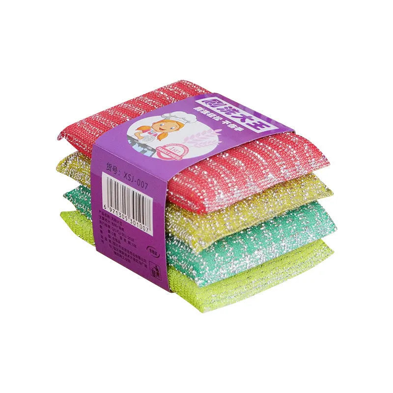 Scrubbing King fine stripe kitchen sponge cloth macaron mixed colour 12x8.5x1.5 cm