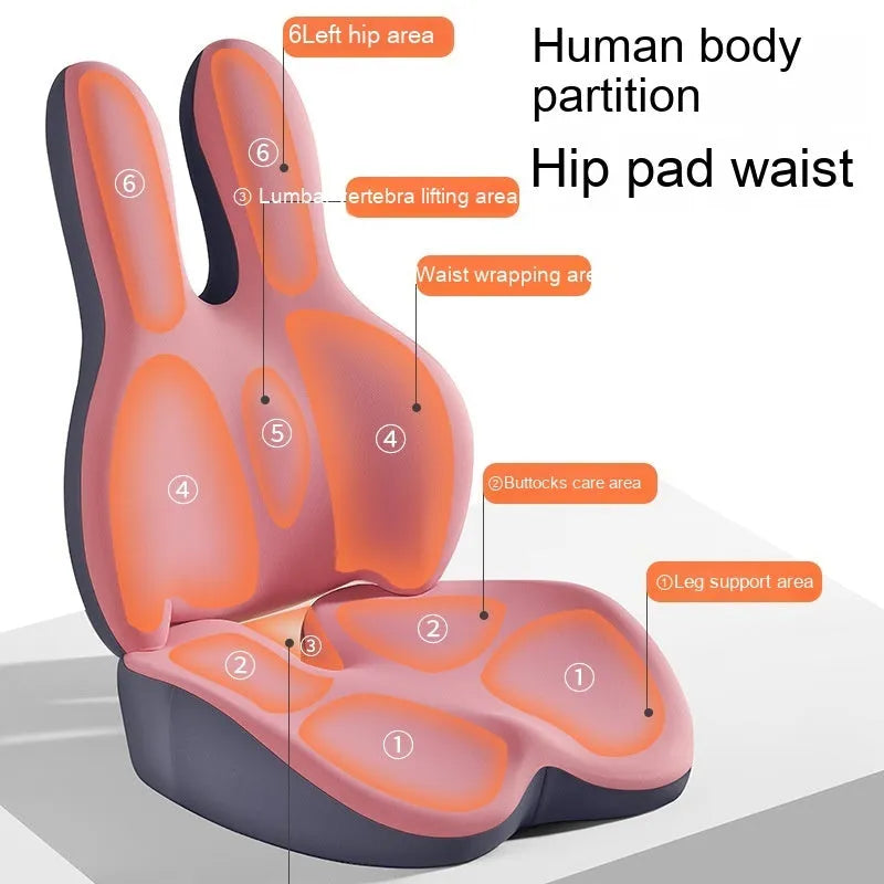 Car seat cushion and lumbar support pad set in a choice of five colours on a car seat.