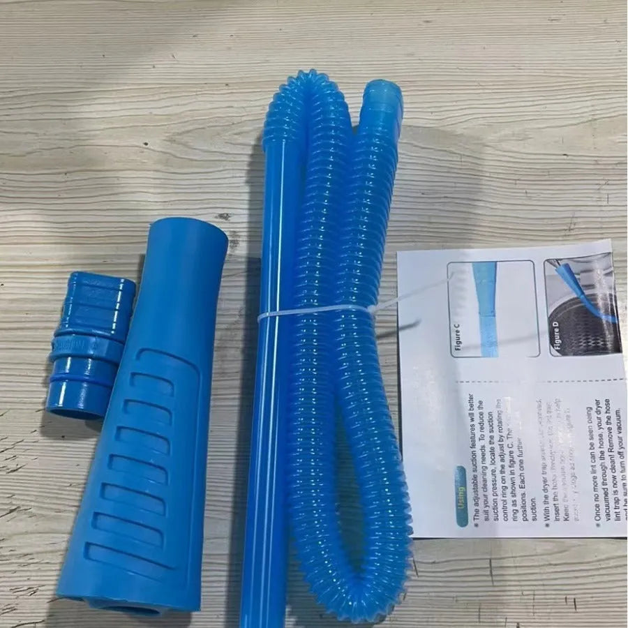 Blue plastic washing machine suction pipe cleaner with round head, 114cm length