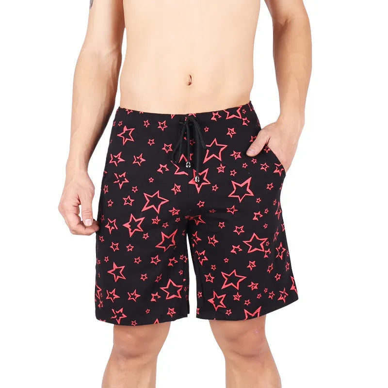 Cotton seamless men's underwear boxer shorts with dot pattern in blue, dark blue, green, red, white, black stars