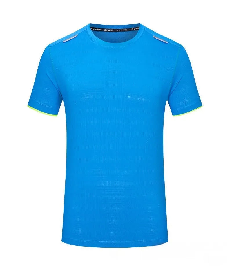 Man's loose fit ice silk t-shirt in solid colour on hanger, showing lightweight summer workwear fabric.