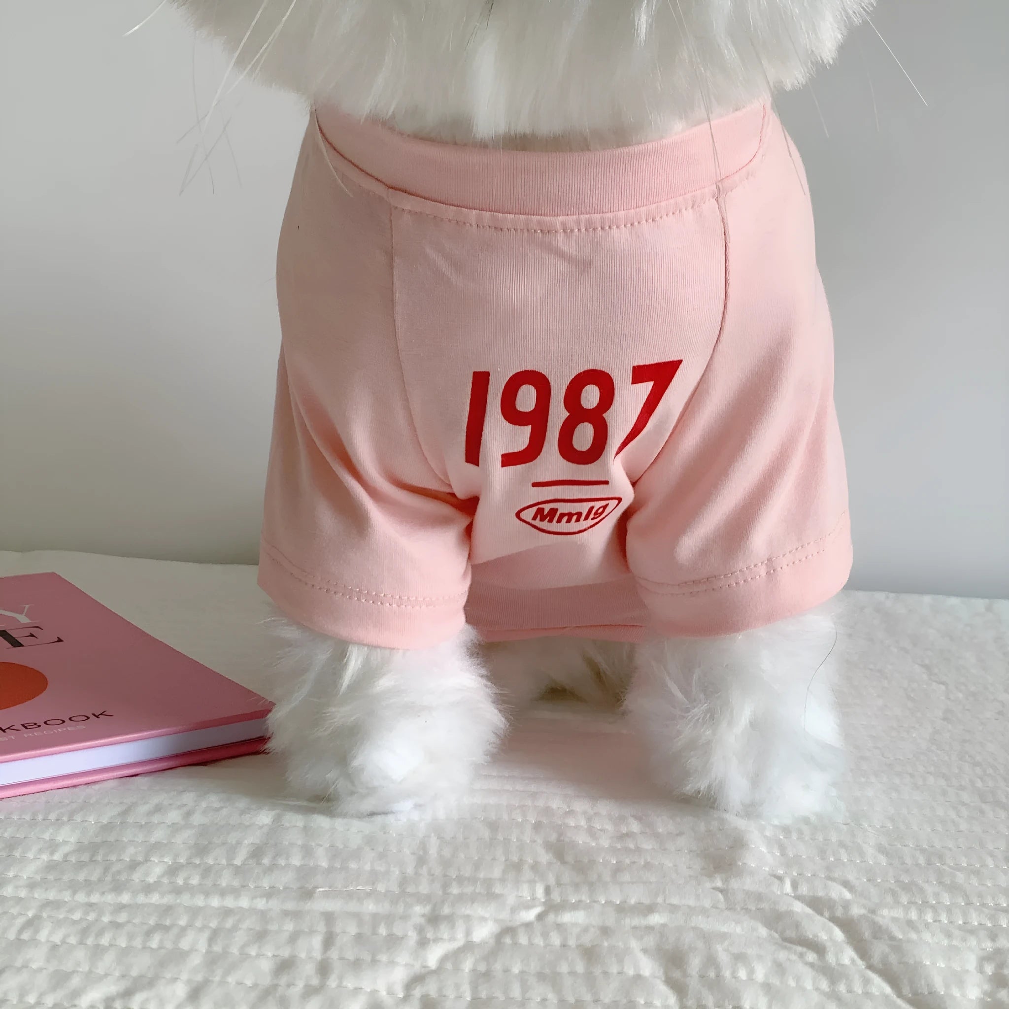 Cotton pink summer T-shirt pet clothing for dogs and cats sizes S to XL