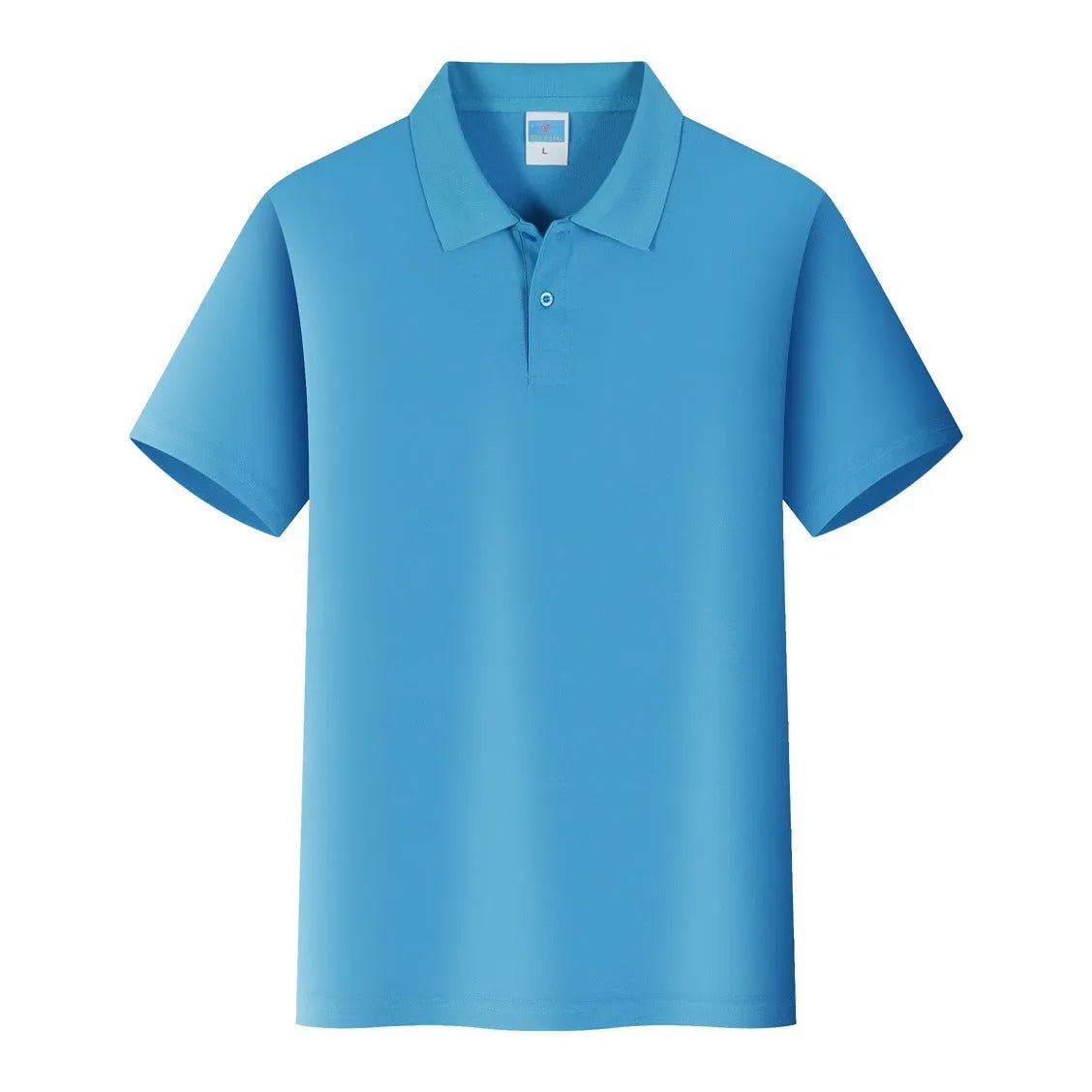 Short-sleeved cotton advertising shirt in a straight fit, shown in multiple colour options.