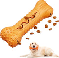 Natural rubber bone-shaped dog chew toy in blue, green, or orange colours with textured surface for teeth cleaning