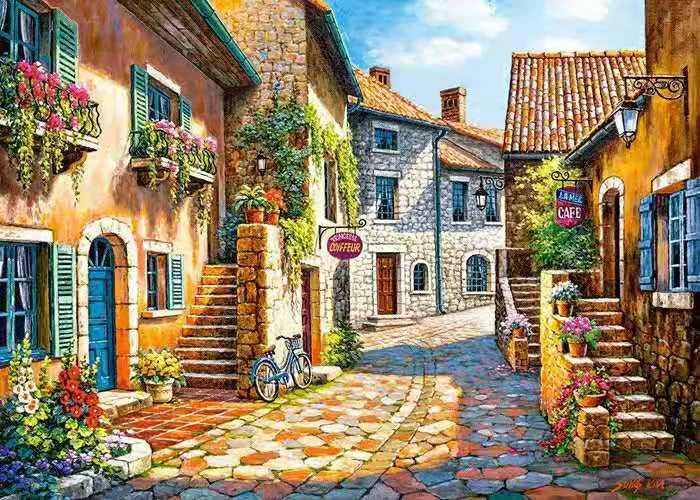 Hand-painted landscape oil painting on linen canvas with rimless frame in 40x50cm size