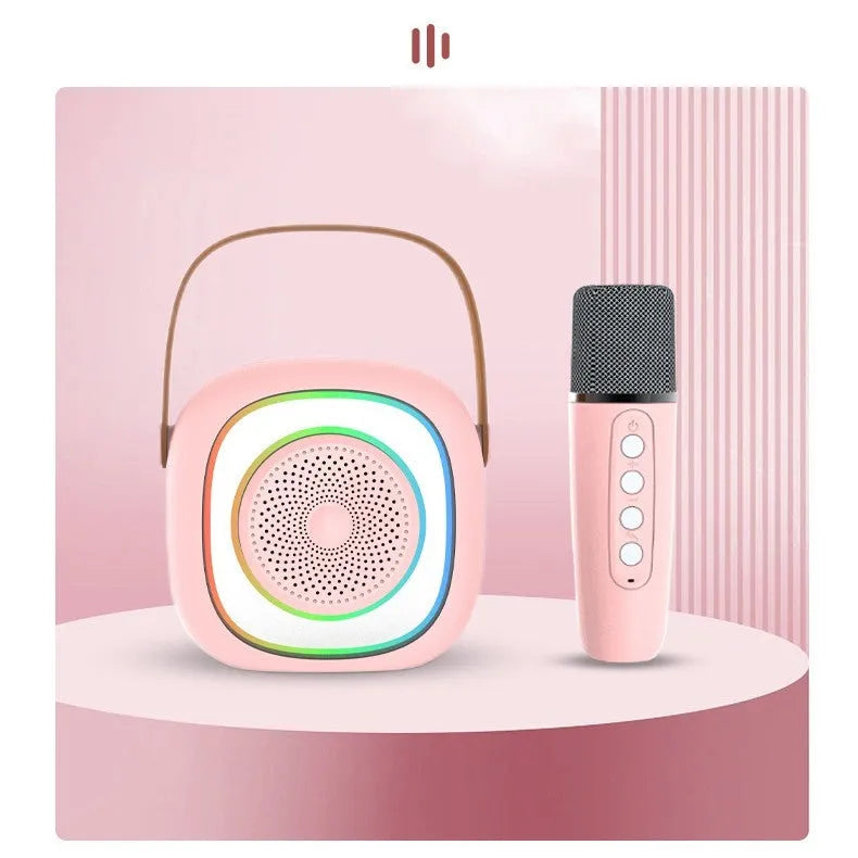Wireless karaoke microphone with Bluetooth audio component in wheat-accented colour option