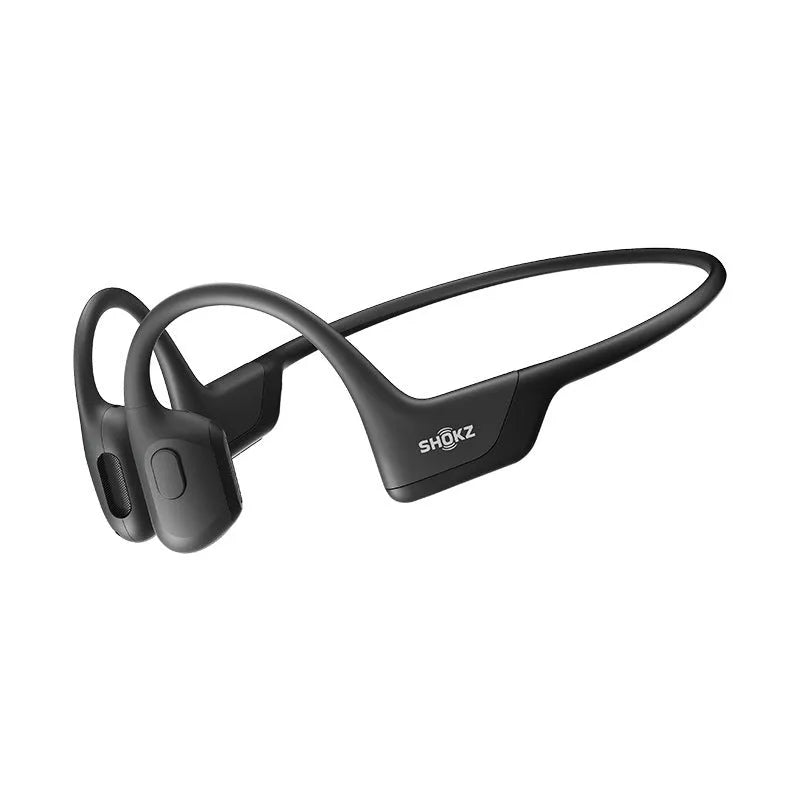 Knight Black bone conduction wireless Bluetooth earphones with neck-hanging titanium alloy frame.