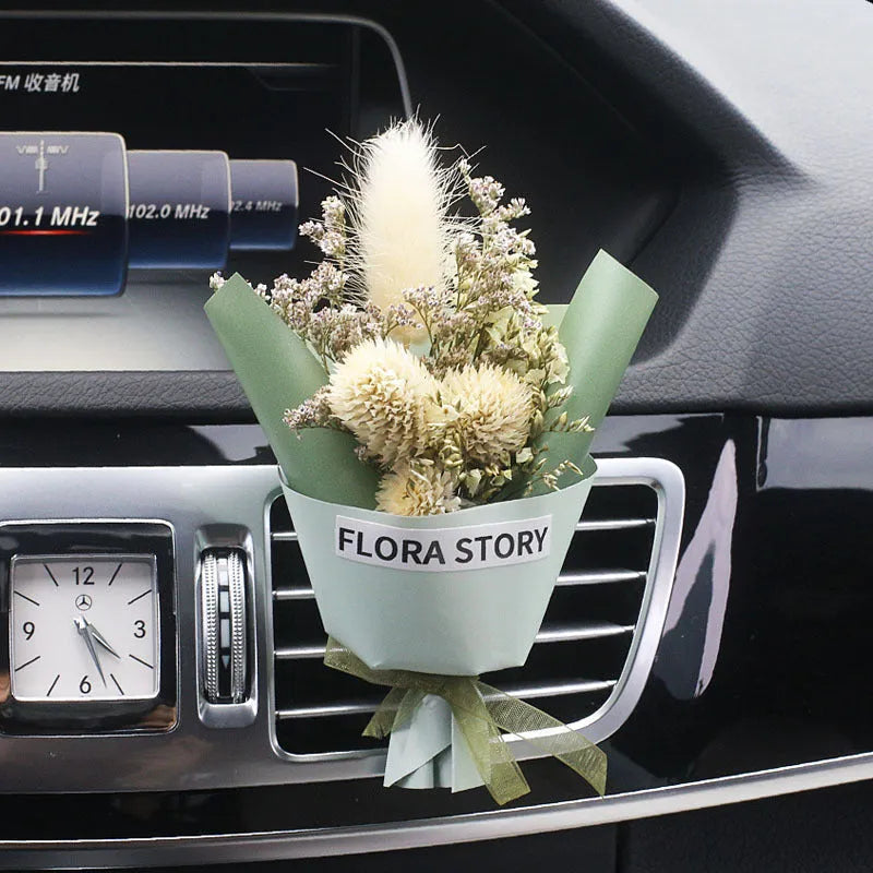 Mini dried flower bouquet for car vent attachment in multiple colour and style options