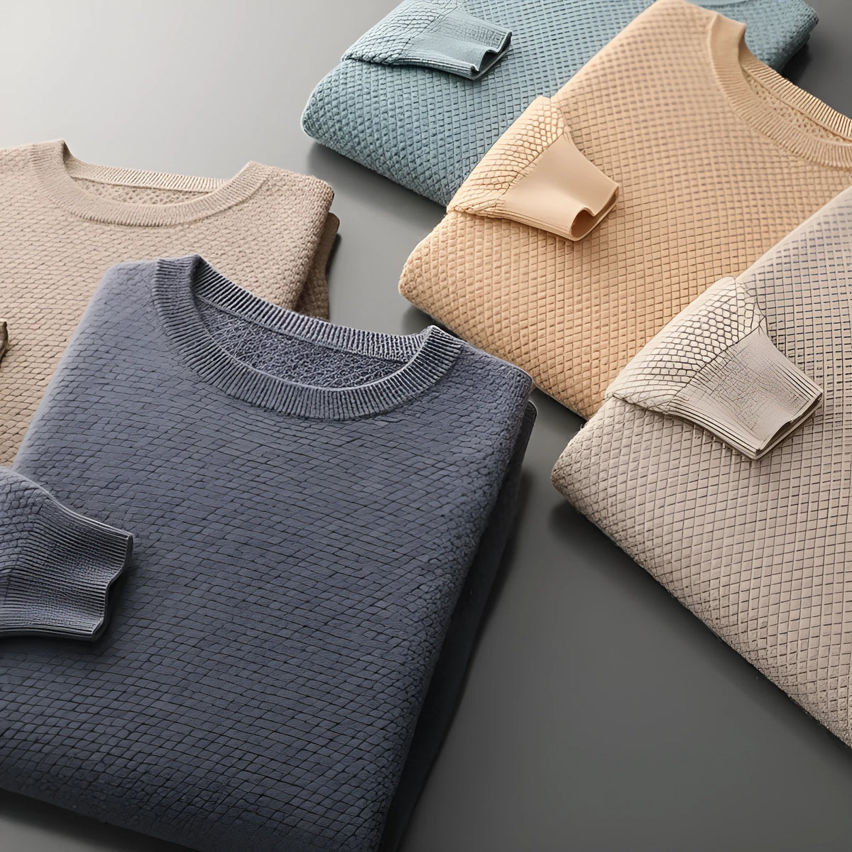 Men's autumn winter cashmere round neck pullover sweater with pineapple stitch in khaki colour
