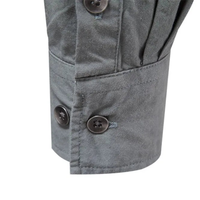 Men's fashion casual solid colour long sleeve cotton shirt in grass green, front view