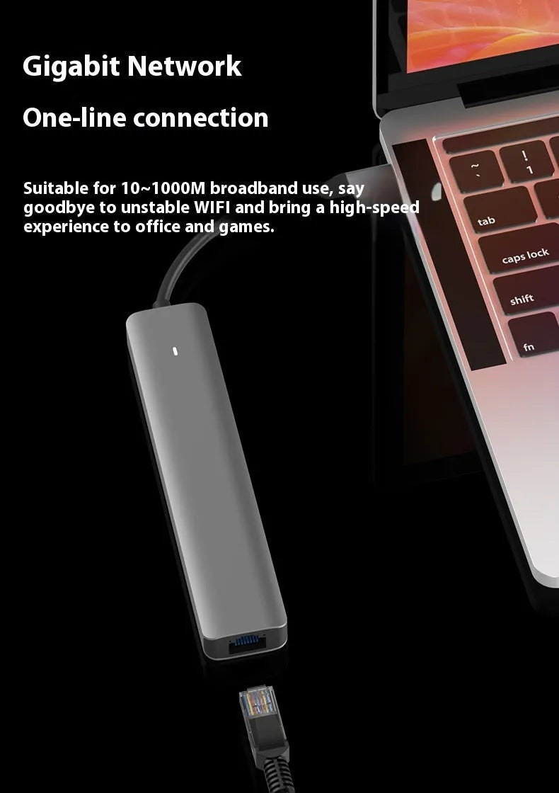 7-in-1 USB C computer hub with SD card slots and charging port for laptop connectivity expansion