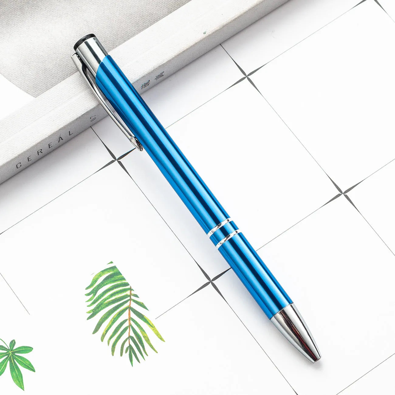 Metal ballpoint pen with aluminium barrel in multiple colour options including champagne gold and painted silver