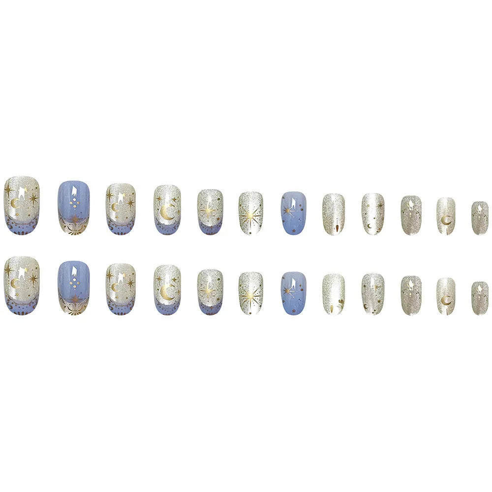 Xingyuanhui Wear Armor cat's eye nail art set in MY921-C Silver Moon Star colour with starry sky pattern
