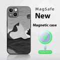 Black and White Mountains patterned silicone phone case with magnetic adsorption for Apple iPhone 11-16 series
