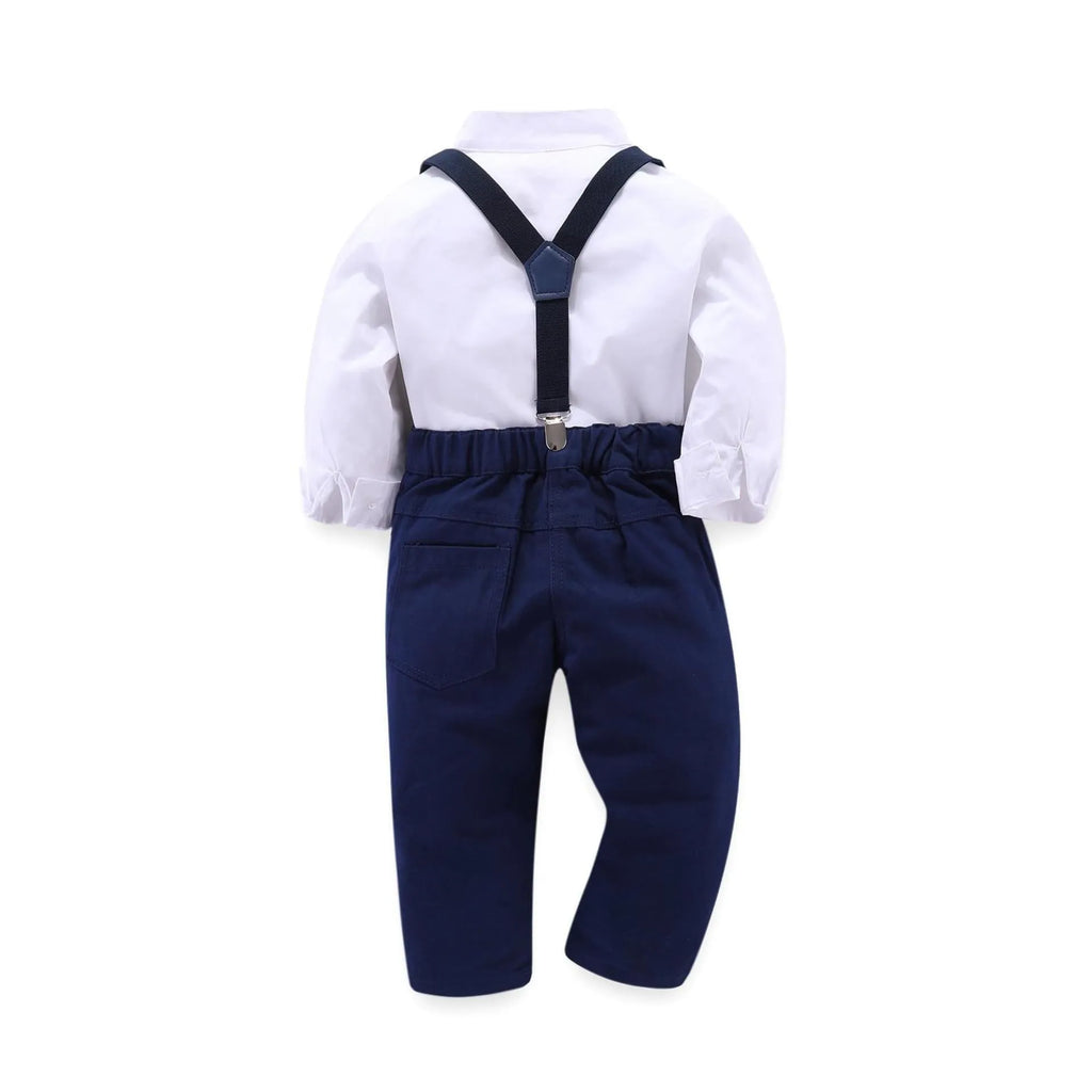 Blue boy's formal suit set with blazer and trousers for children aged 8+ in European and American style
