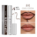 Matte finish lip liner pencil with pointed toe tip in four colour shades