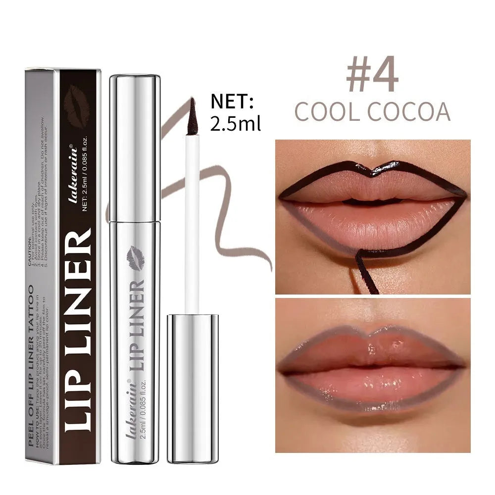 Matte finish lip liner pencil with pointed toe tip in four colour shades