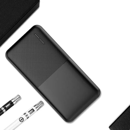 20000 mAh capacity power bank with multiple USB ports in black and white colour options
