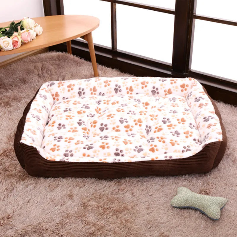 Beige plush pet bed with raised sides in kennel design for small dogs and cats