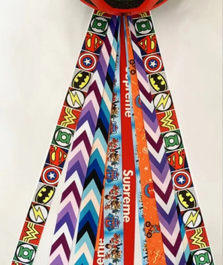 Children's helmet decorative streamers in multiple colours for skating and ski safety gear