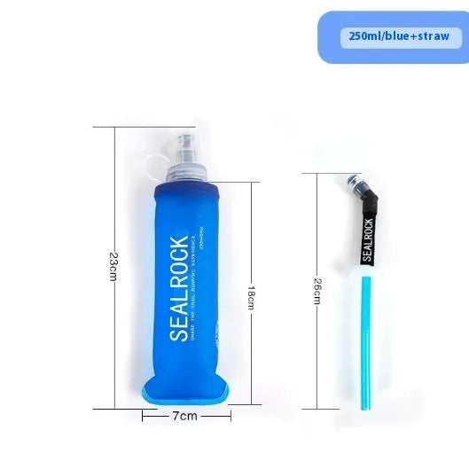 A plastic portable drinking straw with a suction tube for off-road and biking use.