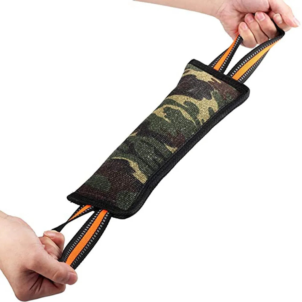 55cm long yellow-edged jute dog bite stick with reflective material for training