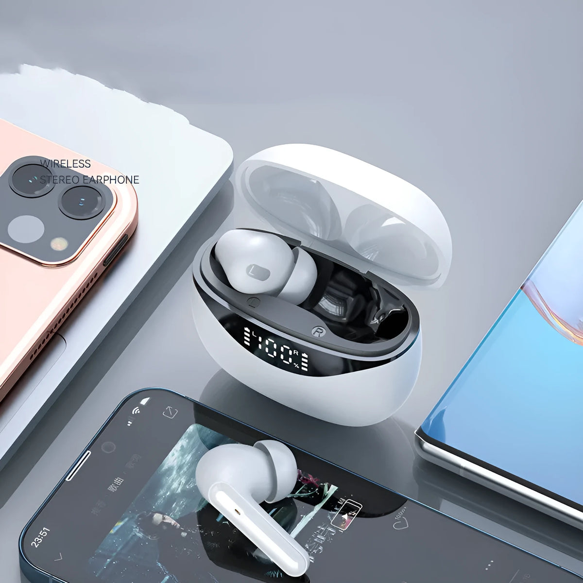 Jerry chip wireless Bluetooth TWS noise reduction earbuds creative design black white colour box